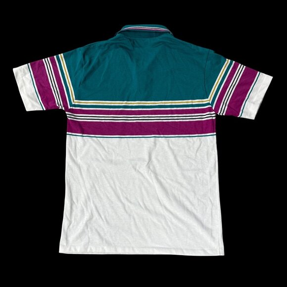 Vintage Color Block Striped Polo Shirt Large 1990s Penguin Club USA Retro - Picture 3 of 7